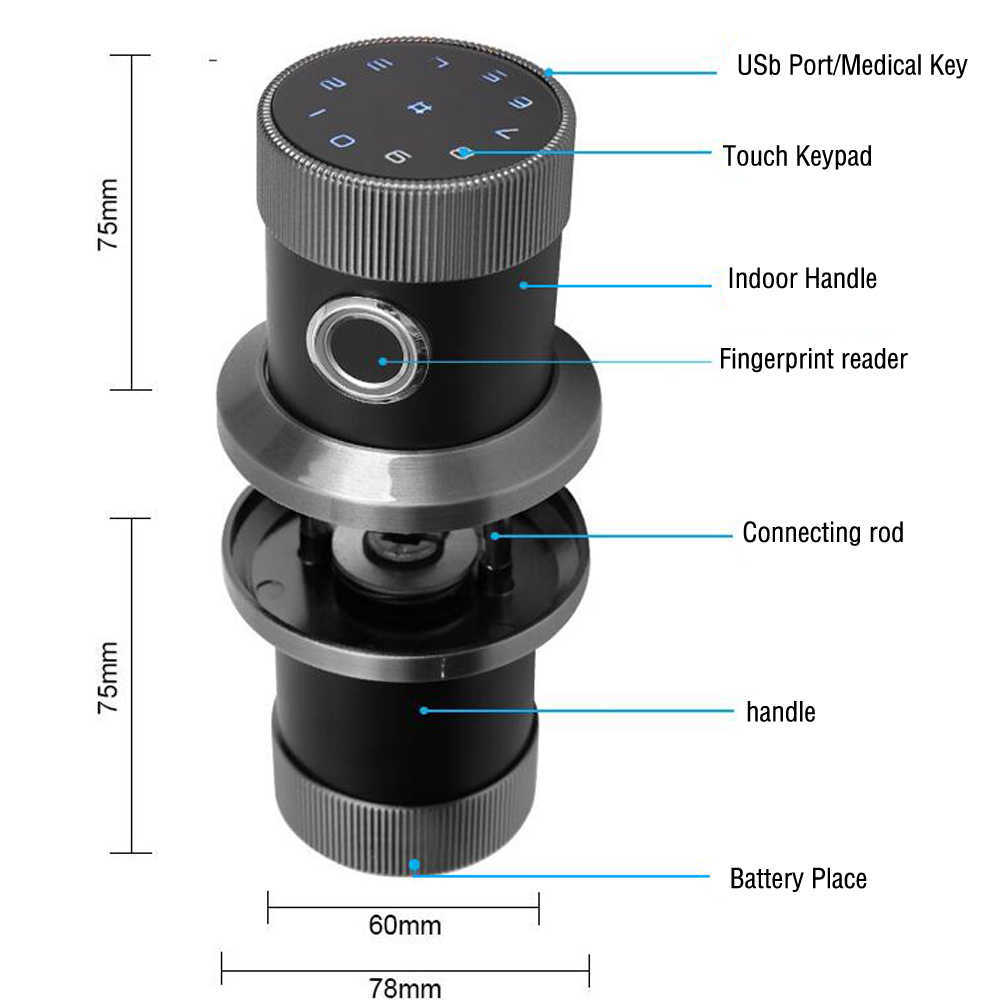 Serrature porte Smart TTLock IC Card Password Maniglia porta Serratura Presa laterale Impronta digitale Apertura Maniglia porta Telefono dell'appartamento Apri chiave Bluetooth HKD230902