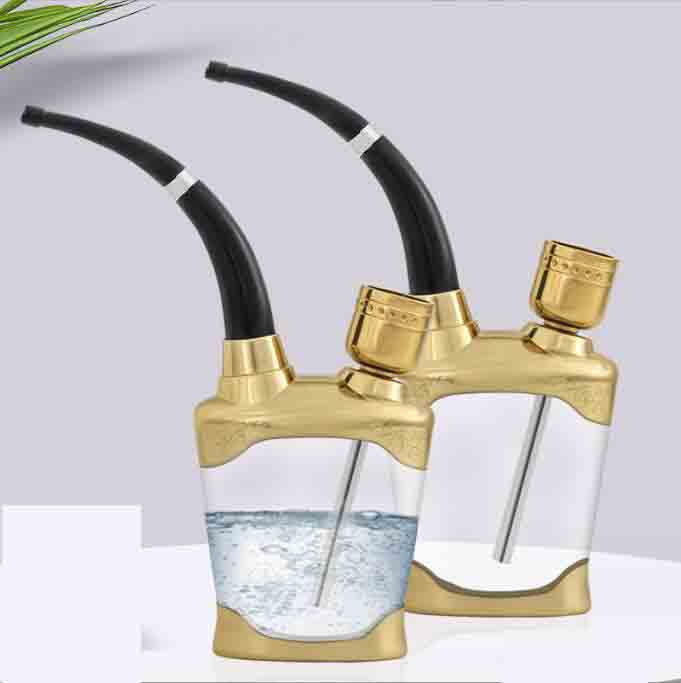 Neueste Metall Kunststoff Wasserpfeife Bongs Wasserpfeifen Rauchen Filter Zigarette Tabakpfeifen Zubehör Zwei Funktionen Gold Geschenk für Mann Verkauf