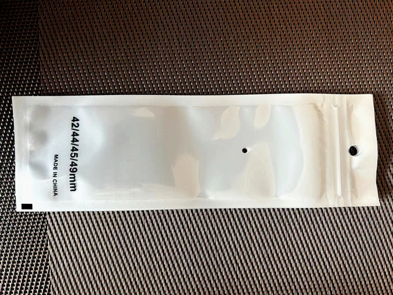 Transparente + branco pérola Plástico Poly OPP saco 6X19cm zíper Zip lock Pacotes de varejo Saco de PVC para pulseira de relógio Apple Pulseira para relógio Samsung Galaxy 6 5 4 bandas 20mm 22mm 45mm 41mm