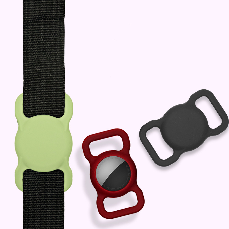 Silikagel-Hülle, kompatibel mit Apple Air Tag Hundehalsband, Haustierschlaufenhalter, Hüllen für Air Tags, weiche Hundezubehör, Schwarz, 15 Farben