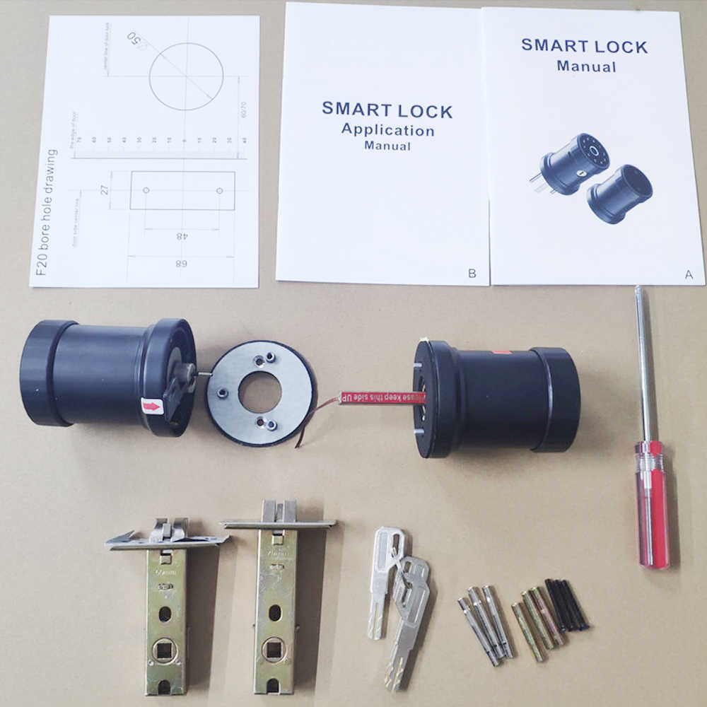 Fechaduras de porta bluetooth Tuya Smart Knob Lock Senha de impressão digital Maçaneta da porta Chave Parafusos Kit de chave de fenda Cartão 13,56 MHz Fechadura inteligente de porta HKD230902