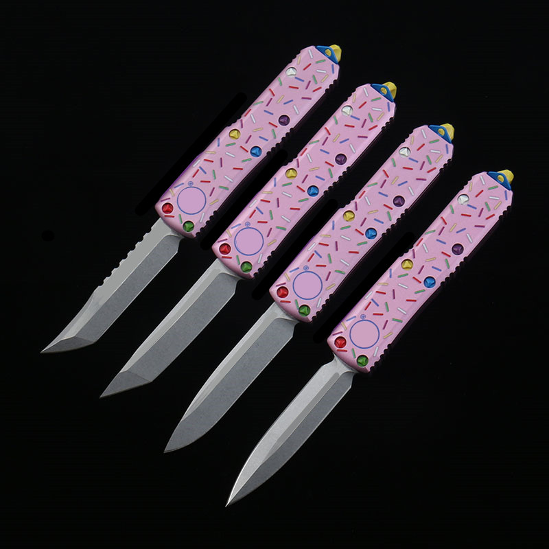 DQF Version MiRo-Donut 85 US Italian Style Knife Self Defense Tactical D2 Blade 6061-T6 Aluminum Handle EDC Outdoor Camping Fighting MT Knives