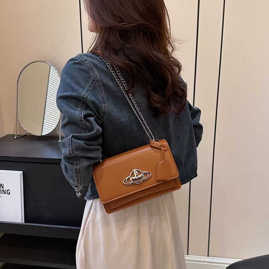 Ny Cowhide Fashion Chain Square Bag Single Shoulder Crossbody Handheld Women's High Grade Stylecode Factory Online 70% SALE