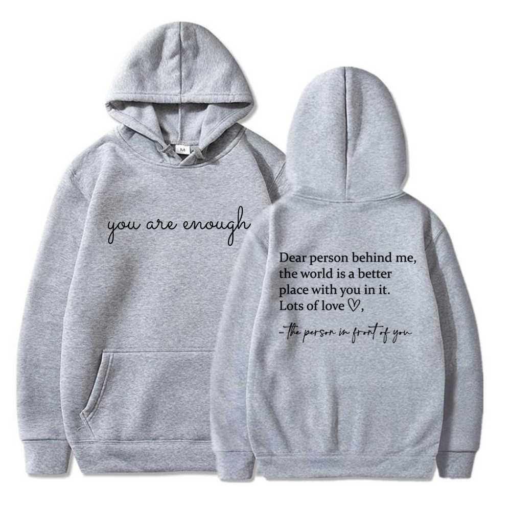 Sweats à capuche pour hommes Sweatshirts Chère personne derrière moi Sweats à capuche Vous êtes assez Sweat à capuche Esthétique Be Kind Sweat à capuche Positivité Pulls Streetwear Top LST230902