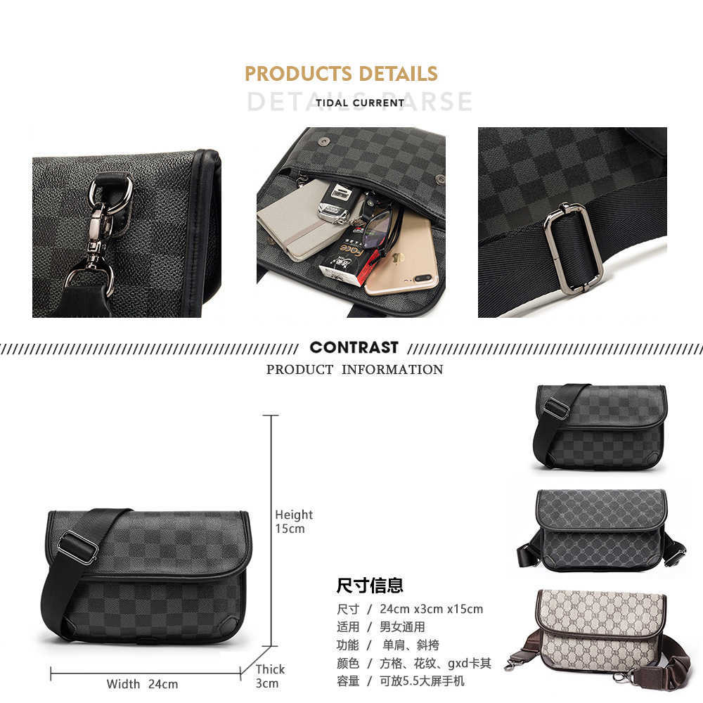 Checkered Trend Crossbody Men's Street Fashion Shoulder Student Small Personalized Postman Bag New 80% off outlets slae