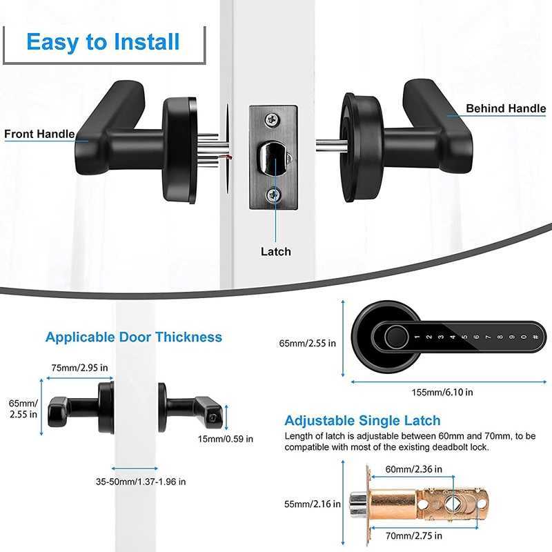 Deursloten Vingerafdruk Smart Deurslot Deurknop Met Toetsenbord Keyless Entry Deurslot Met Handvat Voor Thuis Hotel Kantoor Appartement HKD230902