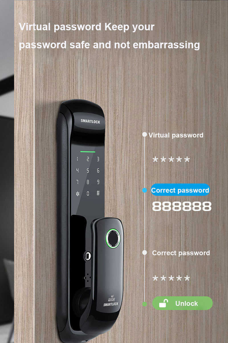 Dörrlås tuya smart dörrlås med wifi biometriskt fingeravtryck lås frostat panel digitalt lösenord ic kort app lås upp auto elektroniskt lås hkd230902
