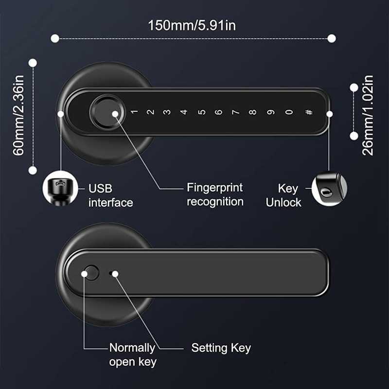 Serrature porte Impronta digitale Smart Door Lock Maniglia porta con tastiera Serratura porta senza chiave con maniglia casa Hotel Office Apartment HKD230902