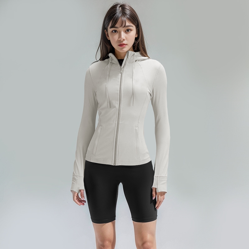 LU New Yoga Clothing Autumn and Winter Burst Women's Hooded Solid Color Jacketカジュアルスポーツナイトランヨガカーディガンパーカー