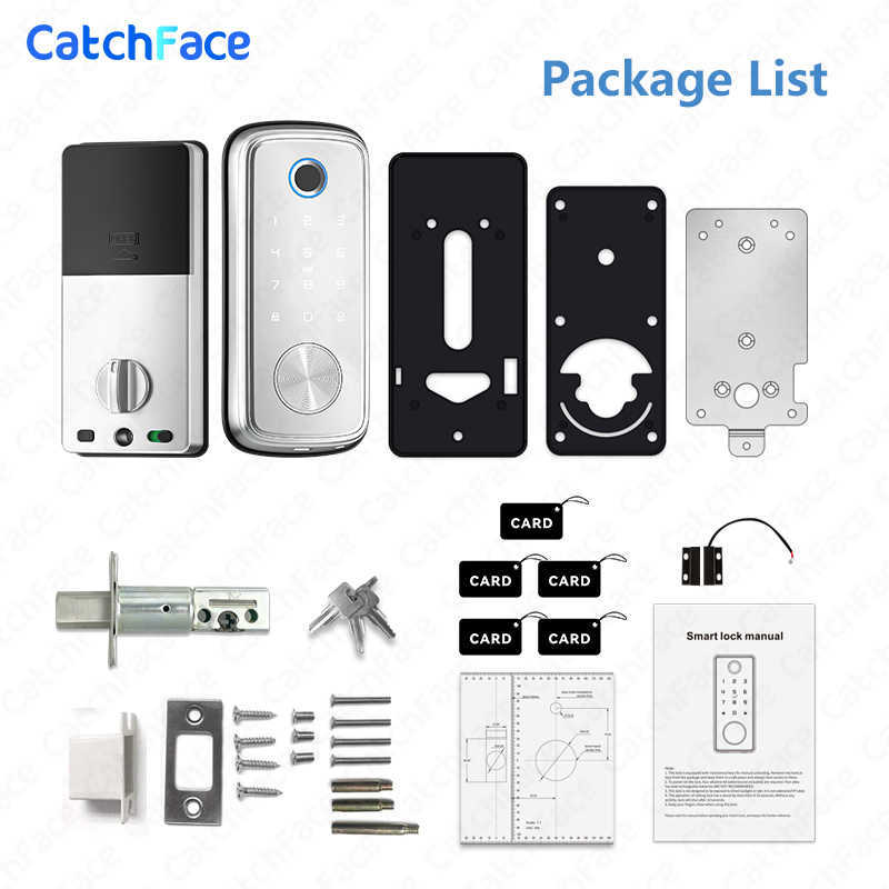 Dörrlås Brasilien T1Pro Smart Deadbolt Automatic Door Lock för Alexa WiFi Ttlock App FingerPrint Keyless Entry Keypad Control Center HKD230902