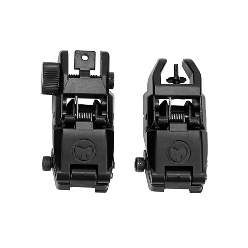 Tactical MBUS Front and Rear Flip Up Sights Full Metal Construction Compact Rifle Metal Sight Optics for M4 AR15 fit 20mm Picatinny Weaver Rail