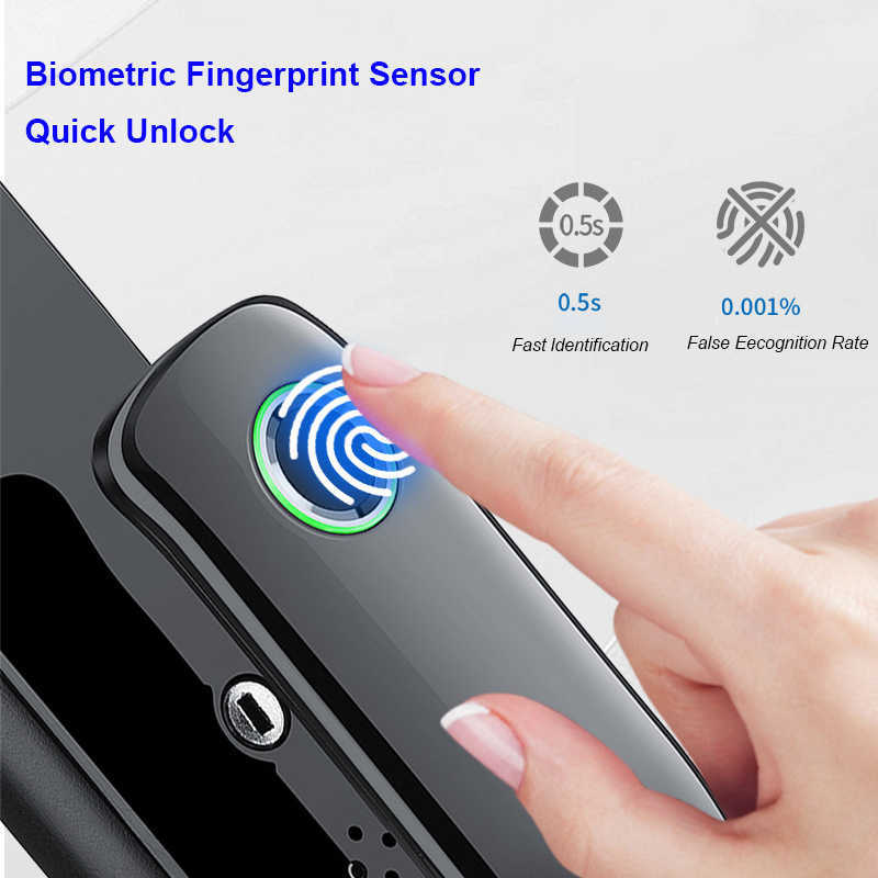 Dörrlås tuya smart dörrlås med wifi biometriskt fingeravtryck lås frostat panel digitalt lösenord ic kort app lås upp auto elektroniskt lås hkd230902