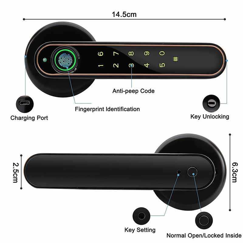 Fechaduras de porta Tuya Fechadura de porta inteligente Fechadura de impressão digital biométrica com APP Bluetooth Senha Chave Teclado Desbloqueio por voz Fechadura eletrônica de porta de hotel HKD230902