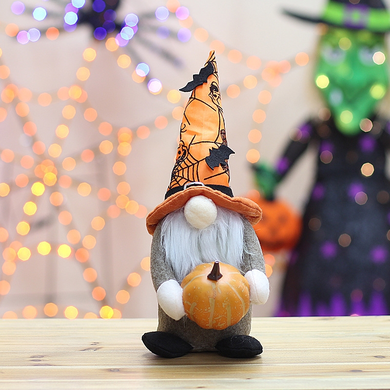 Halloween Decorative Supplies Fabric Art Dwarf Doll Pumpkin Bat Decoration Rudolf Faceless Doll Goblin Ornament