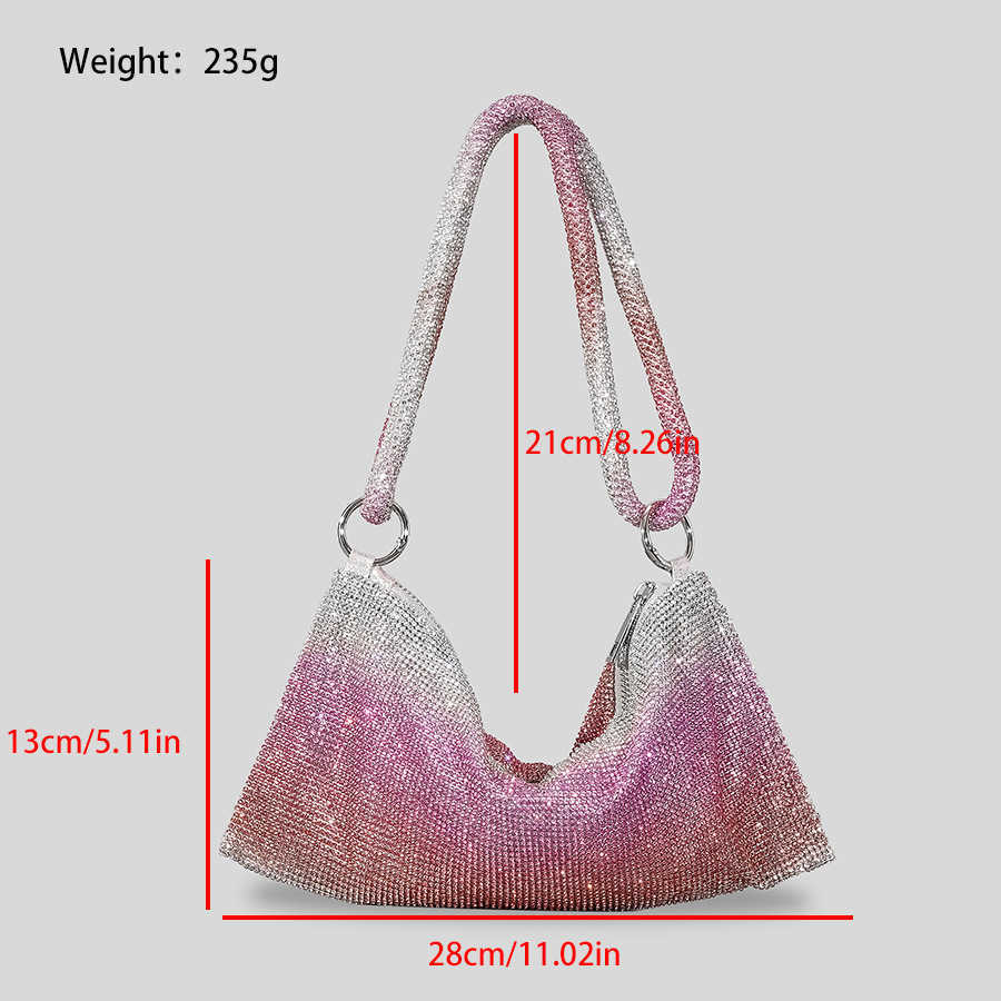 Sac de strass orné de diamants faits à la main brillant pour les femmes Bling Gradual Dinner Single Sac à bandoulière Advanced Light Luxury Handbag 230902