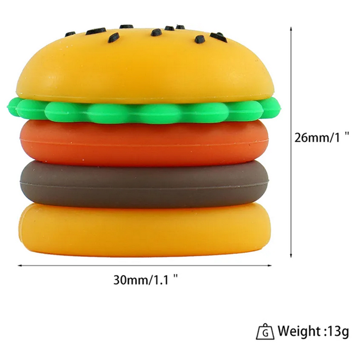 Barattolo antiaderente Contenitore cera Scatola in silicone a forma di hamburger Contenitori in silicone da 9 ml Barattoli uso alimentare Strumento tamponare Conservazione di crema liquida