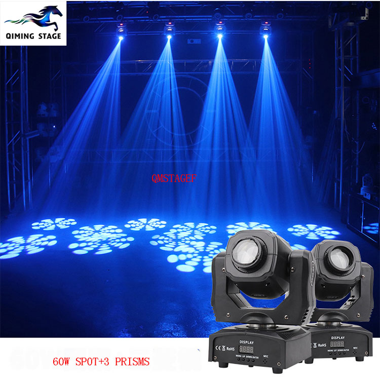 DJ KTV Bar Disco Nightclub Stage Equipment DMX512 9/11 CH 60W 3 PRISMS LED Sharpy Spot Moving Head Light