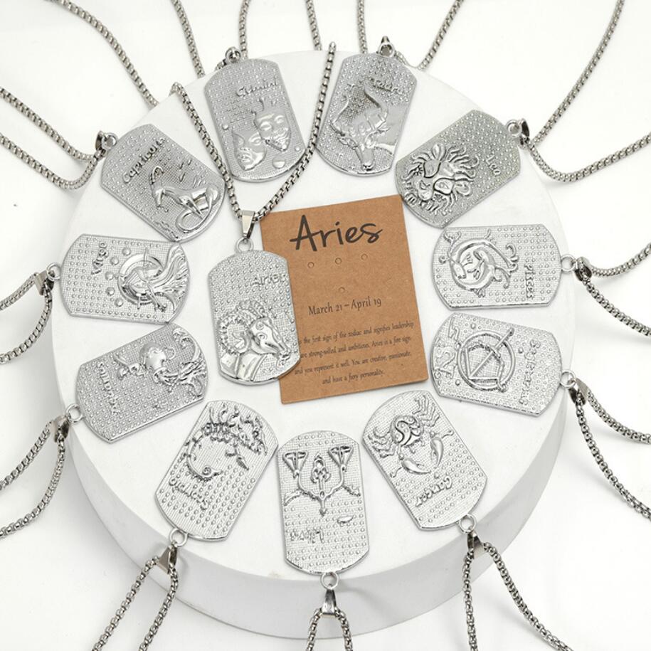 12 Constellations ketting voor mannen/vrouwen Verjaardagscadeaus Roestvrijstalen kleur Schorpioen Hanger Zodiac Sign Sieraden