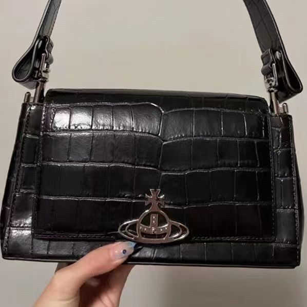 2023 New Advanced Underarm with Stick Western Empress Dowager Crocodile Pattern Women's Handheld One Shoulder Saturn Bag B60