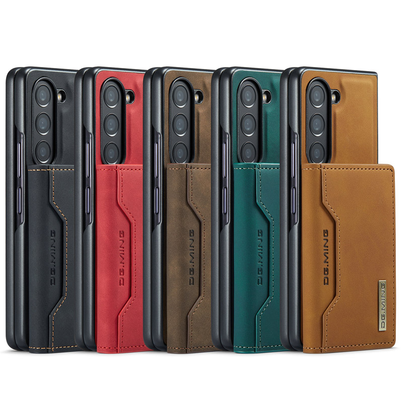 DG MING 2 en 1 Funda de cuero magnética desmontable para Samsung Z Fold 3 Z Fold4 Z Fold5 funda tipo billetera y tarjetero para teléfono