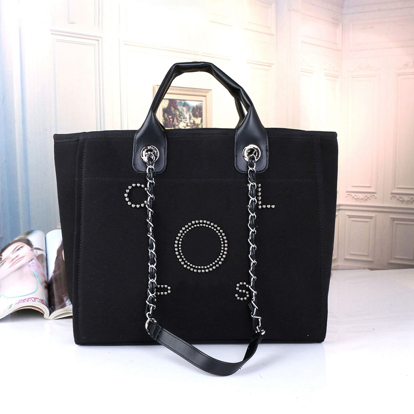 Tote bag women designer bag handbag beach bag Canvas women Shopping bag with purse pearl embroidery chain handbags