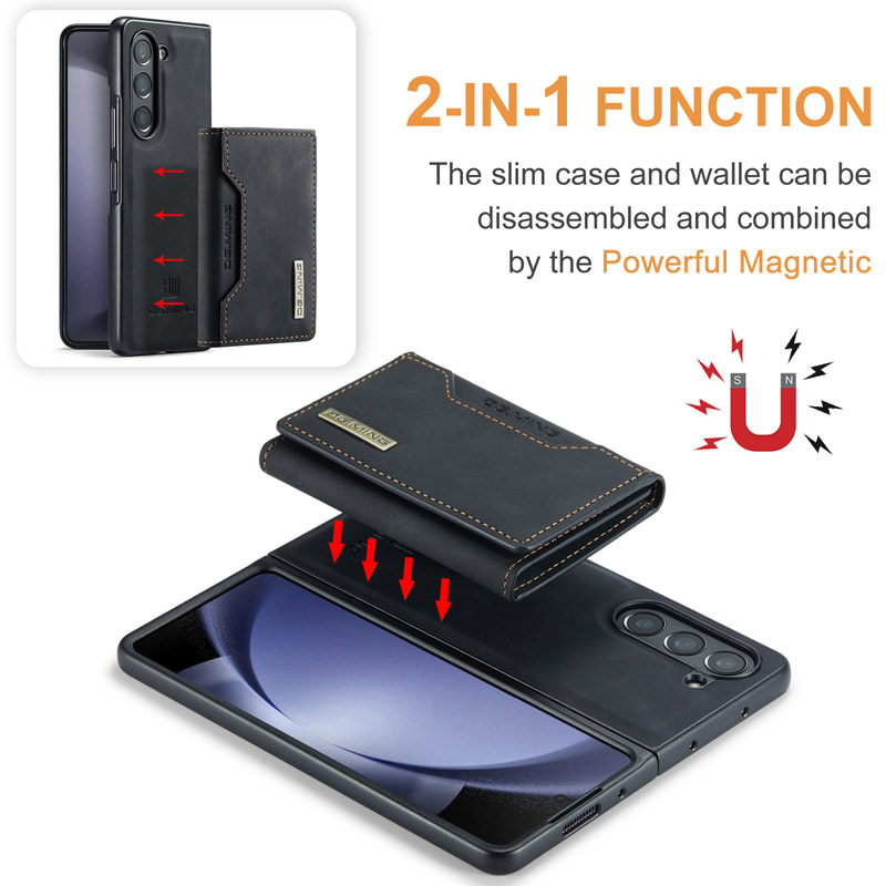 DG MING 2In1 Afneembare Magnetische Lederen Case voor Samsung Z Fold 3 Z Fold4 Z Fold5 Wallet Cover Kaarthouder telefoon case