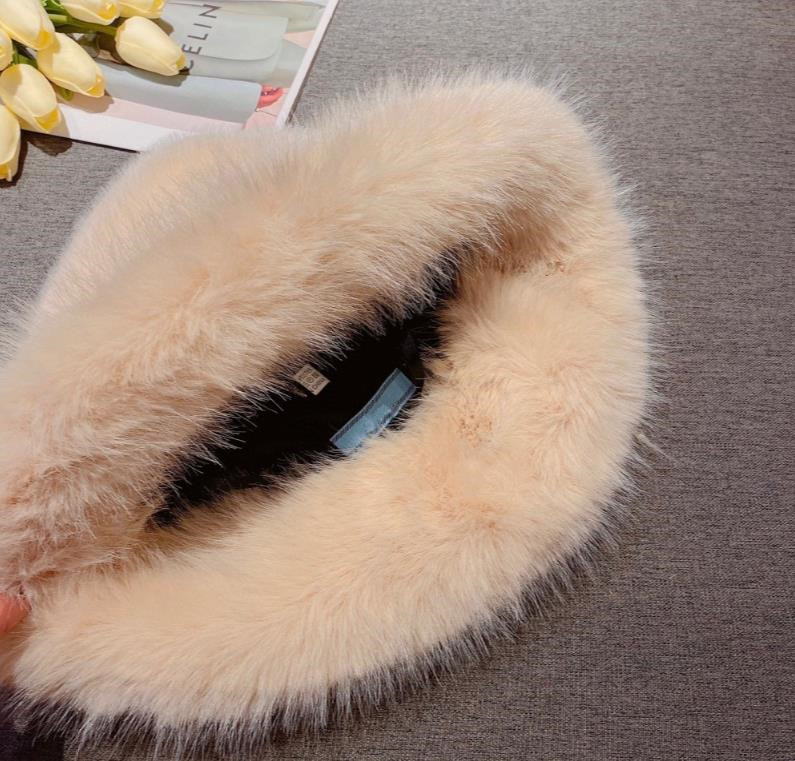 Winter Fur Bucket hat for Women 2023 New Designer Fashion Thick Warm Ladies Fisherman hats Caps Ear Warmer Black Pink White C056