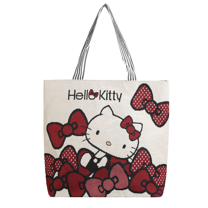 Anime mönster bulk tillfällig förvaring tote canvas väska shopping väska axel jacquard vävt broderi tecknad moe netflix student tote kvinnors väska dhl