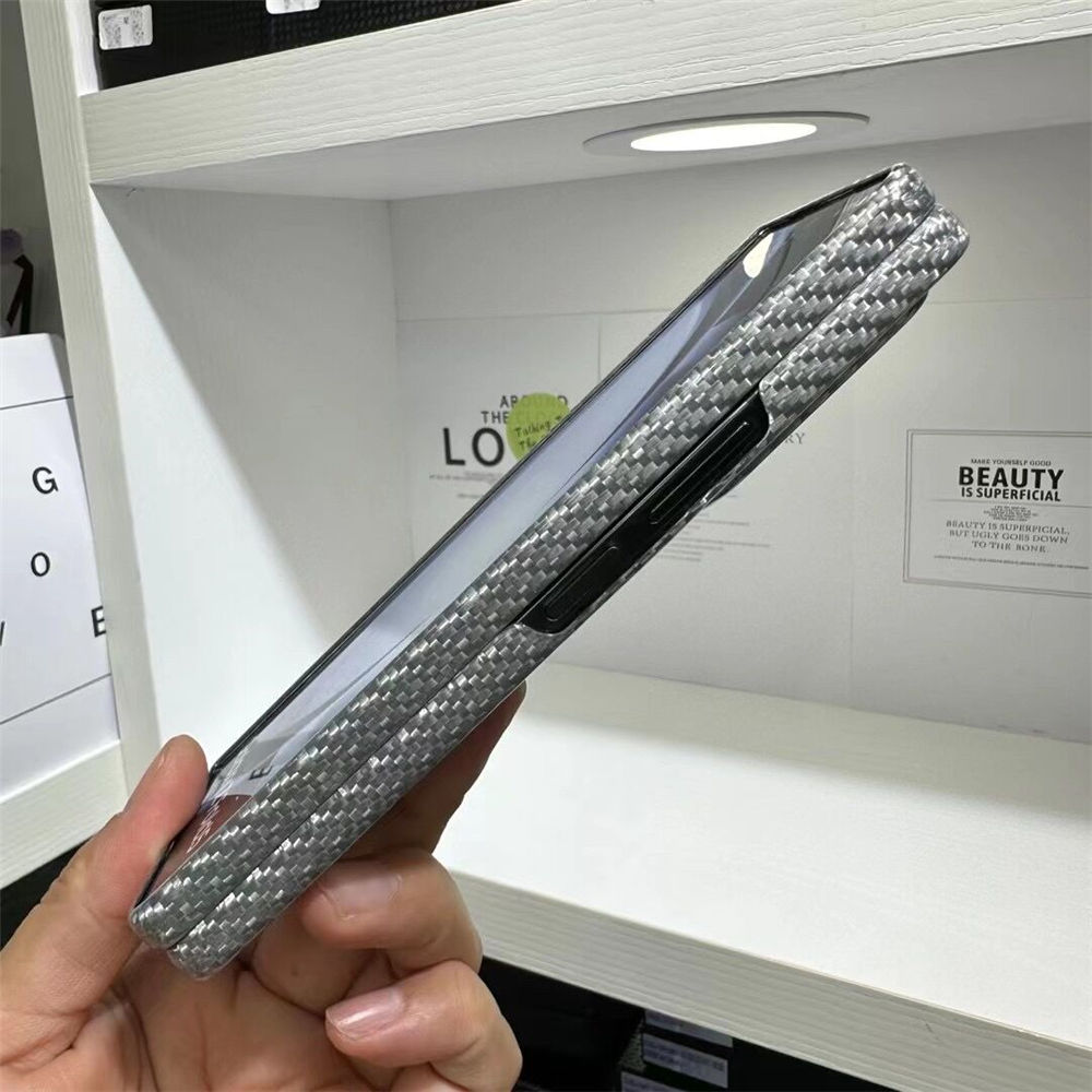 Echtes Carbonfaser-Aramid-Slim-Gehäuse für Samsung Galaxy Z Fold5 4, glänzende, gepanzerte Hartschale