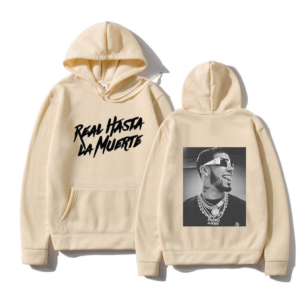 Moletons masculinos Moletons Rapper Anuel Hoodies Hip Hop Moletons Real Hasta La Muerte Impresso Streetwear Casaco Metal Música Casual Manga Longa Pulôver LST230902