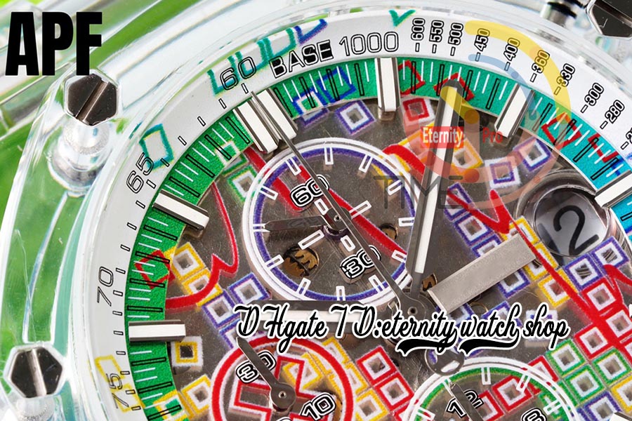 APF AET Artist Grid Game Cal.3126 A3126 Automatische chronograaf Herenhorloge Kristallen kast Pixel Game Graphics Dial Stick Markers Rubber Super Edition eternity horloges