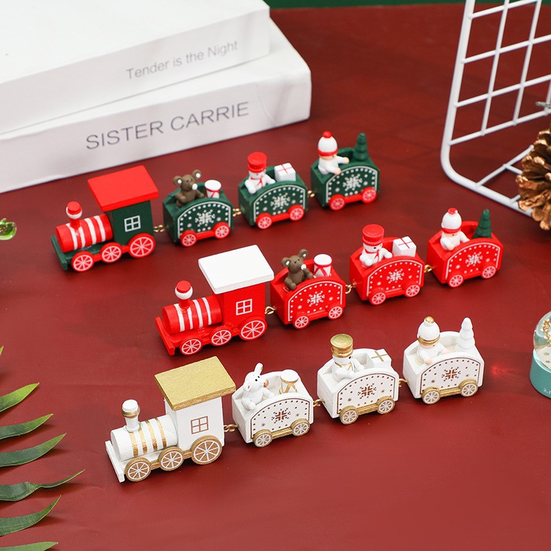 Train en bois ornement de noël, décoration de joyeux noël pour la Table de la maison, cadeaux de noël, bonne année