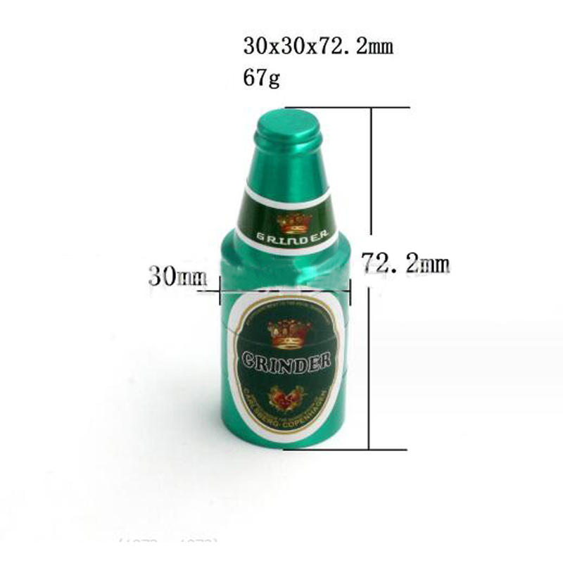 Style de bouteille de bière créative grand broyeur en métal 30MM herbe sèche 3 parties couches broyeurs de tabac en alliage de zinc accessoires pour fumer avec boîte d'affichage nouveau