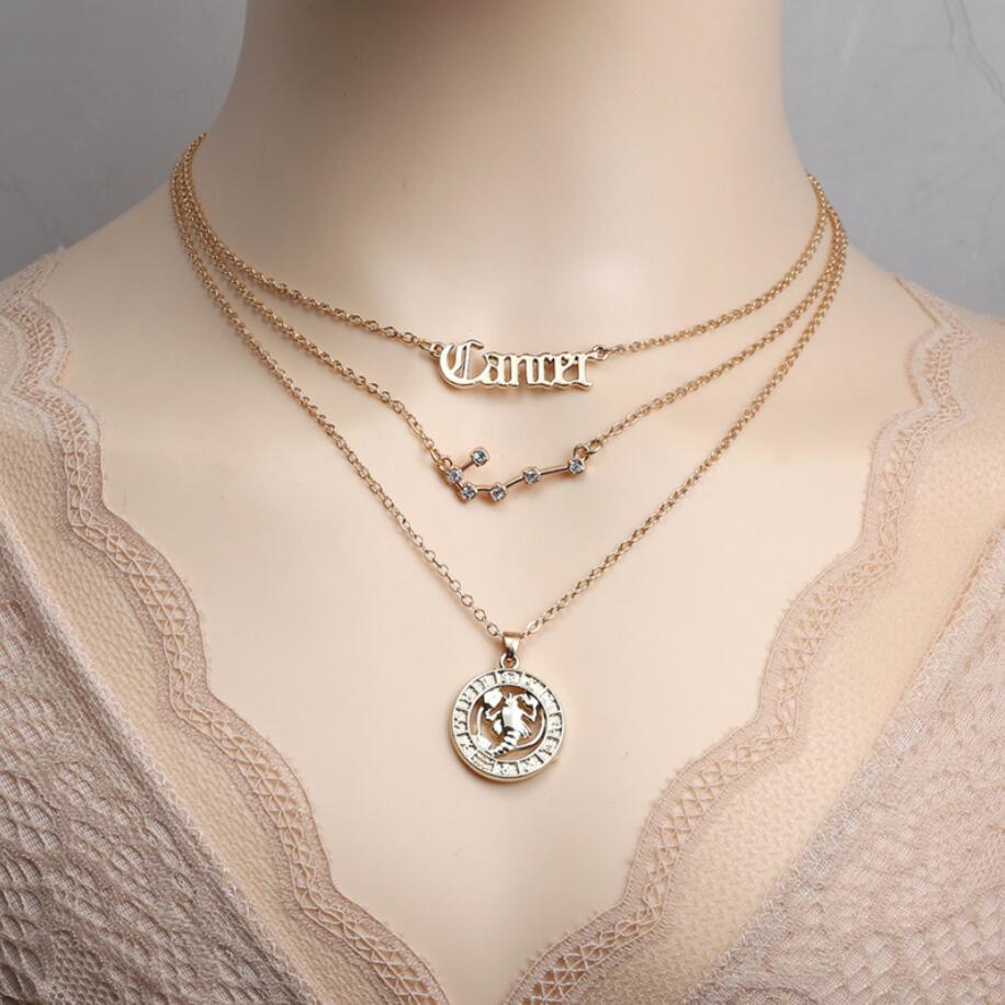 Mode 12 Konstellation Anhänger Halsketten Für Frauen Männer Vintage Konstellation Name Bild Anhänger Schmuck Geschenke 3 teile/satz