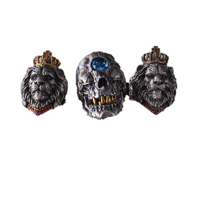 Punk Animal Crown Lion Ring For Men Male Gothic jewelry 714 Big Size277k271B2644475