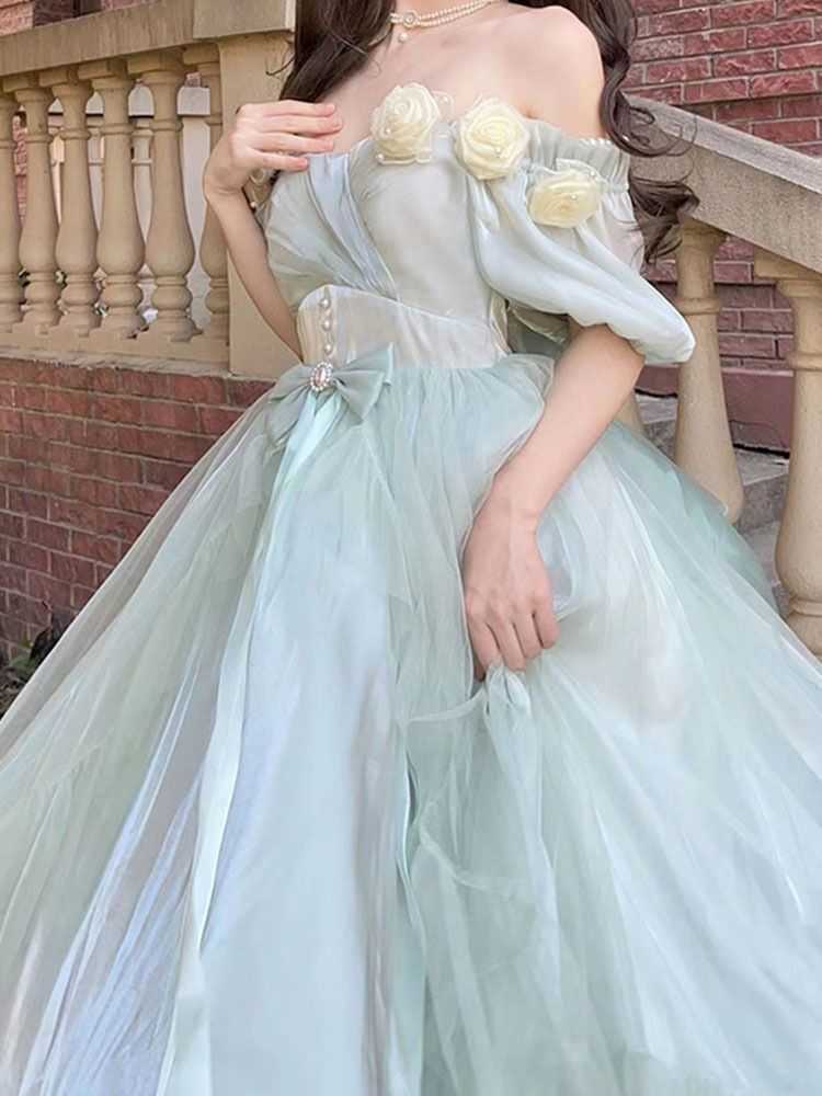 Grundläggande avslappnade klänningar Fairy Elegant Party Dresses For Women 2023 Summer Evening Luxury Long Princess Dress Female Koreal Korean Style Lolita Dresses LST230904