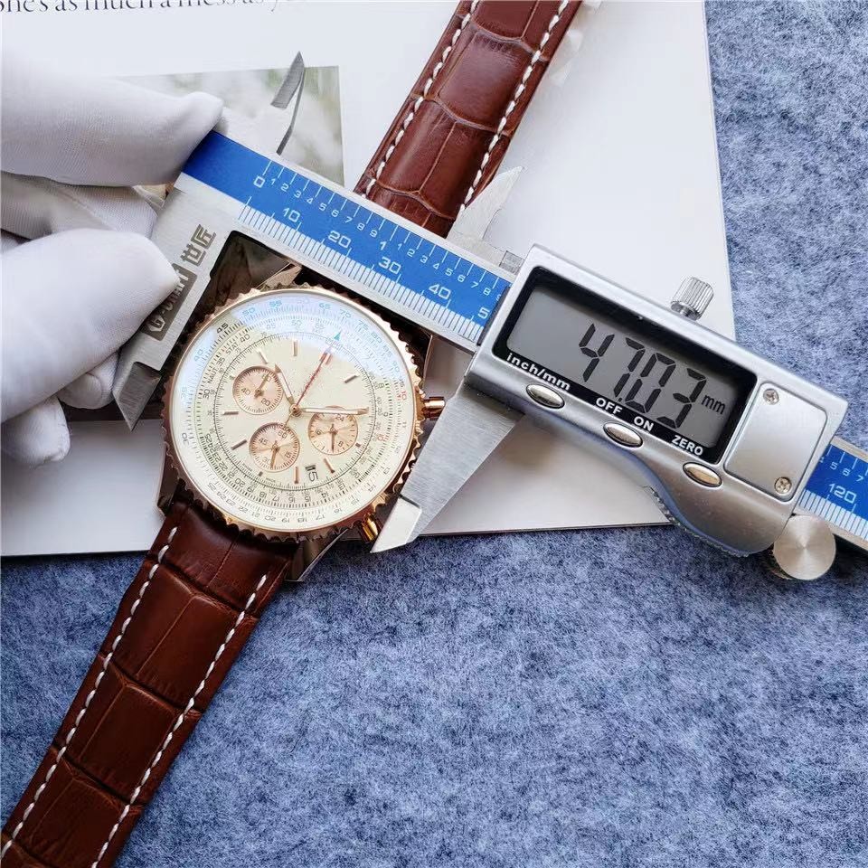 Designer Men's automatic Mechanical Watch 47mm leather strap quartz chronograph movement Sapphire watch super luminous luxury watch