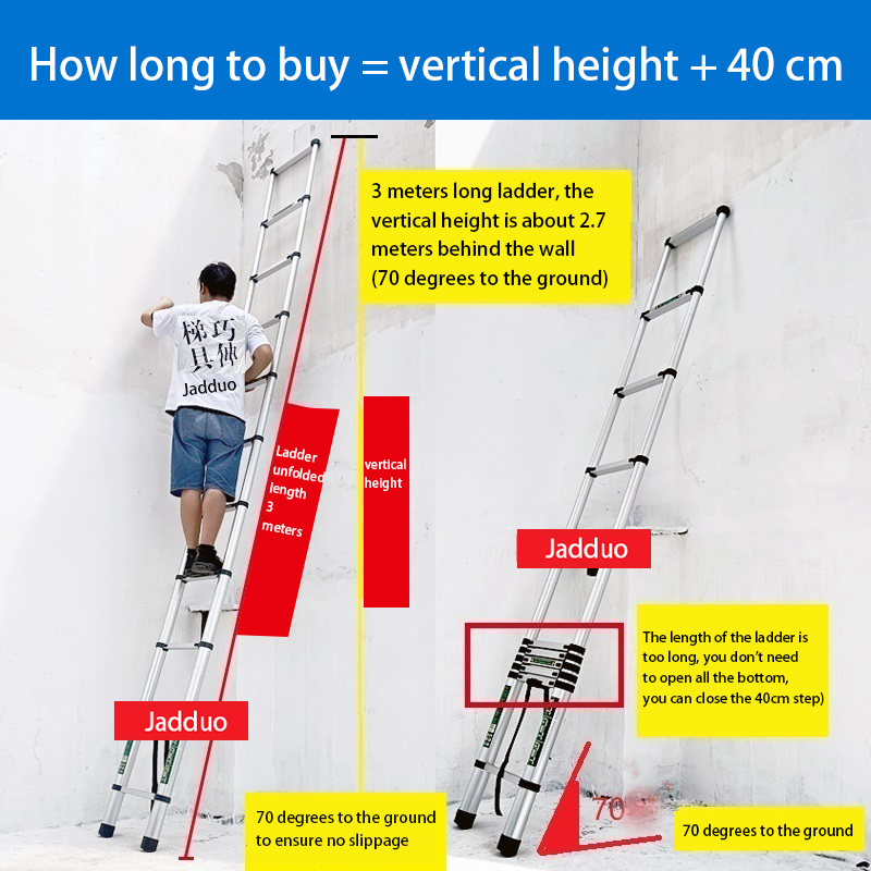 Single Telescopic Ladder/Aluminum Alloy For Home Garden Construction Use/Stable Safety MultiPurpose Convenient/Bamboo Ladder EN131