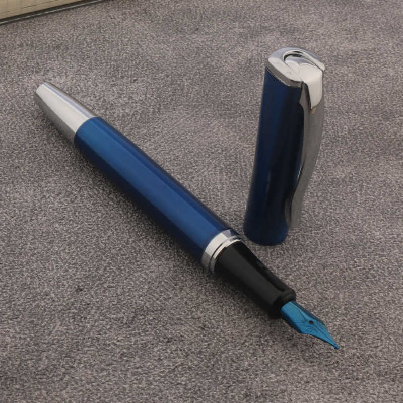 Fountain Pens Brand Fountain Pen Naginata Nib Handmade Grinding Medium Pen Royal Blue Stationery Office Supplies Ink Pen HKD230904