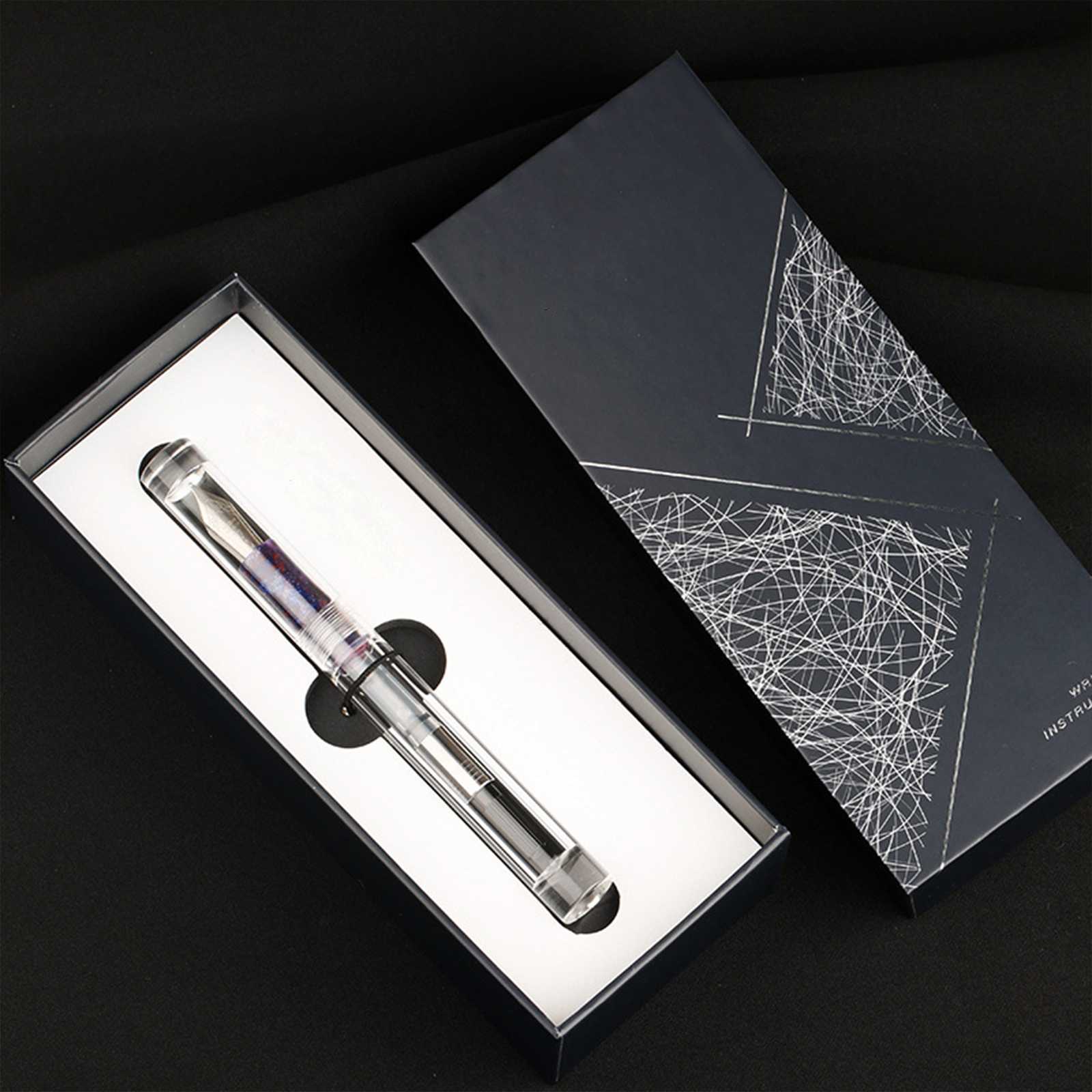 Fountain pennor Nya Majohn C1 Fountain Pen Transparent Eyedroper EF F M NIBS Ink Pen School Office Writing Penns Xmas Gifts With Original Box HKD230904