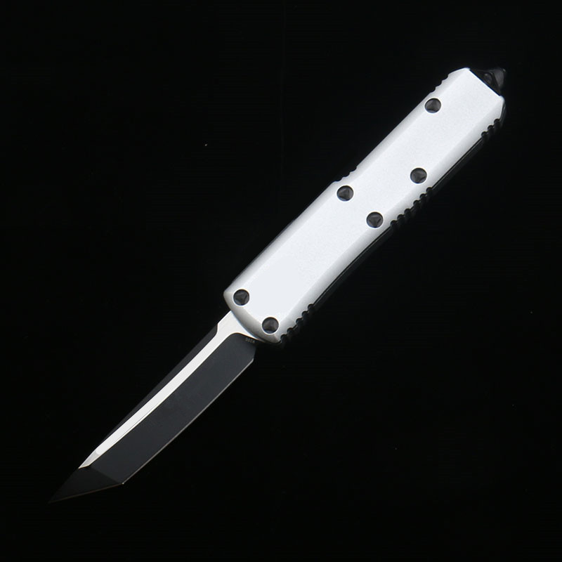 MT Version Silver White 85 Back D2 Steel Knife 6061-T6 Aviation Aluminum Alloy Handle Outdoor Camping Fishing and Hunting Defense Portable Pocket Knives EDC Tools