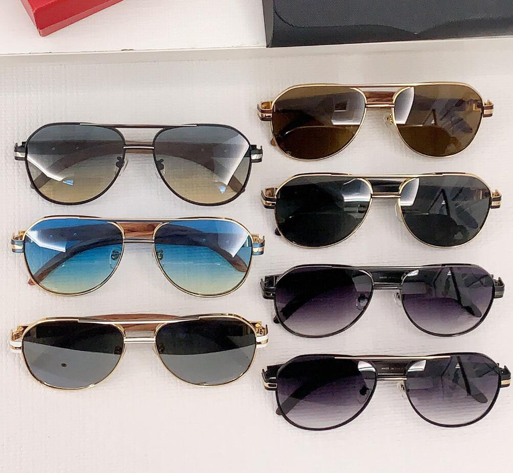 New fashion design pilot sunglasses 0430 metal frame wooden temples simple and popular style outdoor uv400 protection glasses