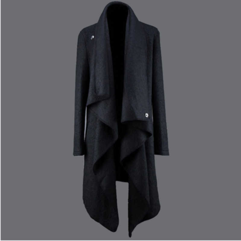 Women's Wool Blends Autumn and winter tide men's irregular medium-length wool coat men's version of the Korean fashion personality cloth trench coat HKD230904