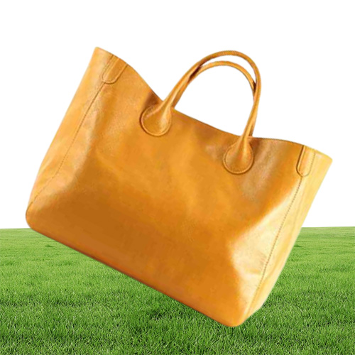 Oversized draagtas voor dames Echt lederen handtassen en portemonnees Koeienhuid Bruin Grote shopper Dames Reishandtas 2021 Nieuw H126769076