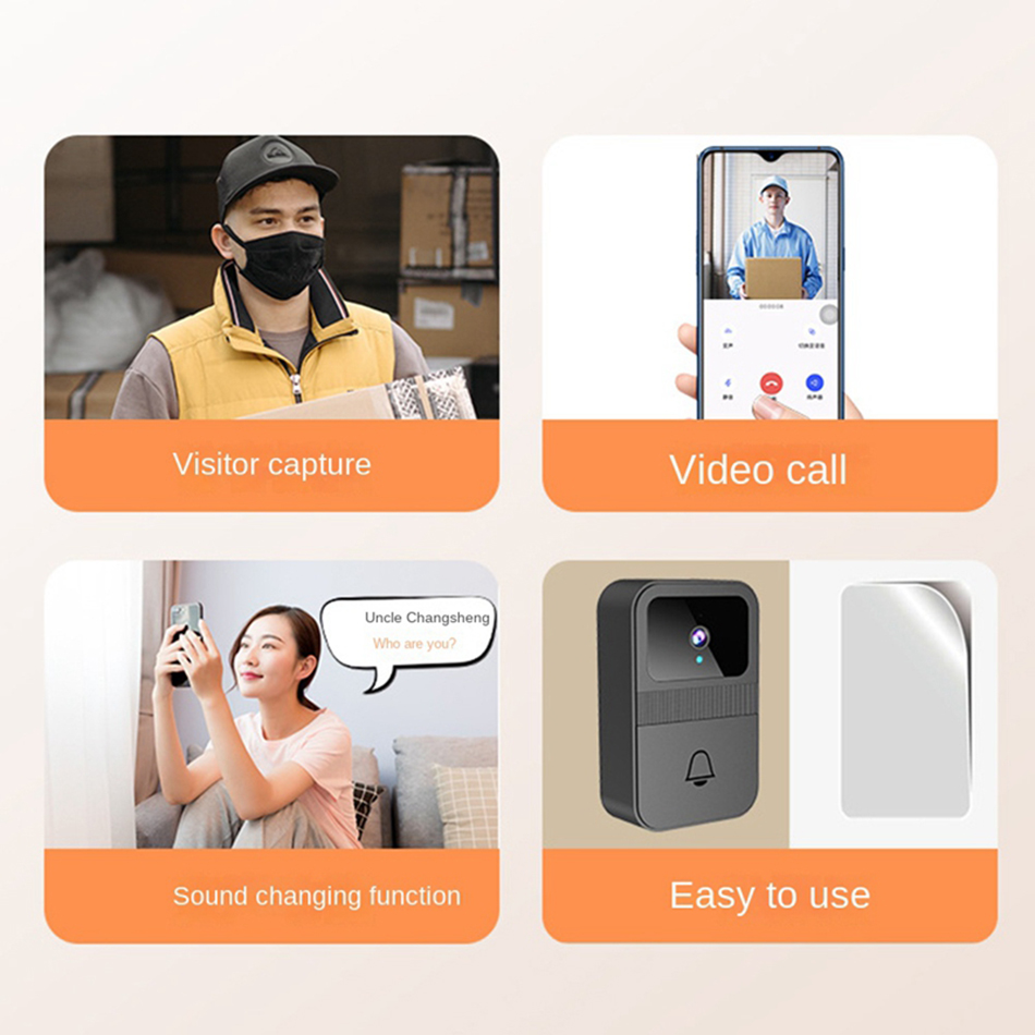 D9 Беспроводной видео дверной звонок HD 1080P Визуализируемая умная камера дверного звонка Беспроводная камера ночного видения