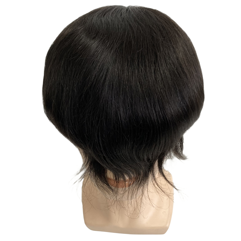 マレーシアの処女人間の髪の交換シルキーストレート＃1bナチュラルブラックツーペ8x10男性用フルレースユニット