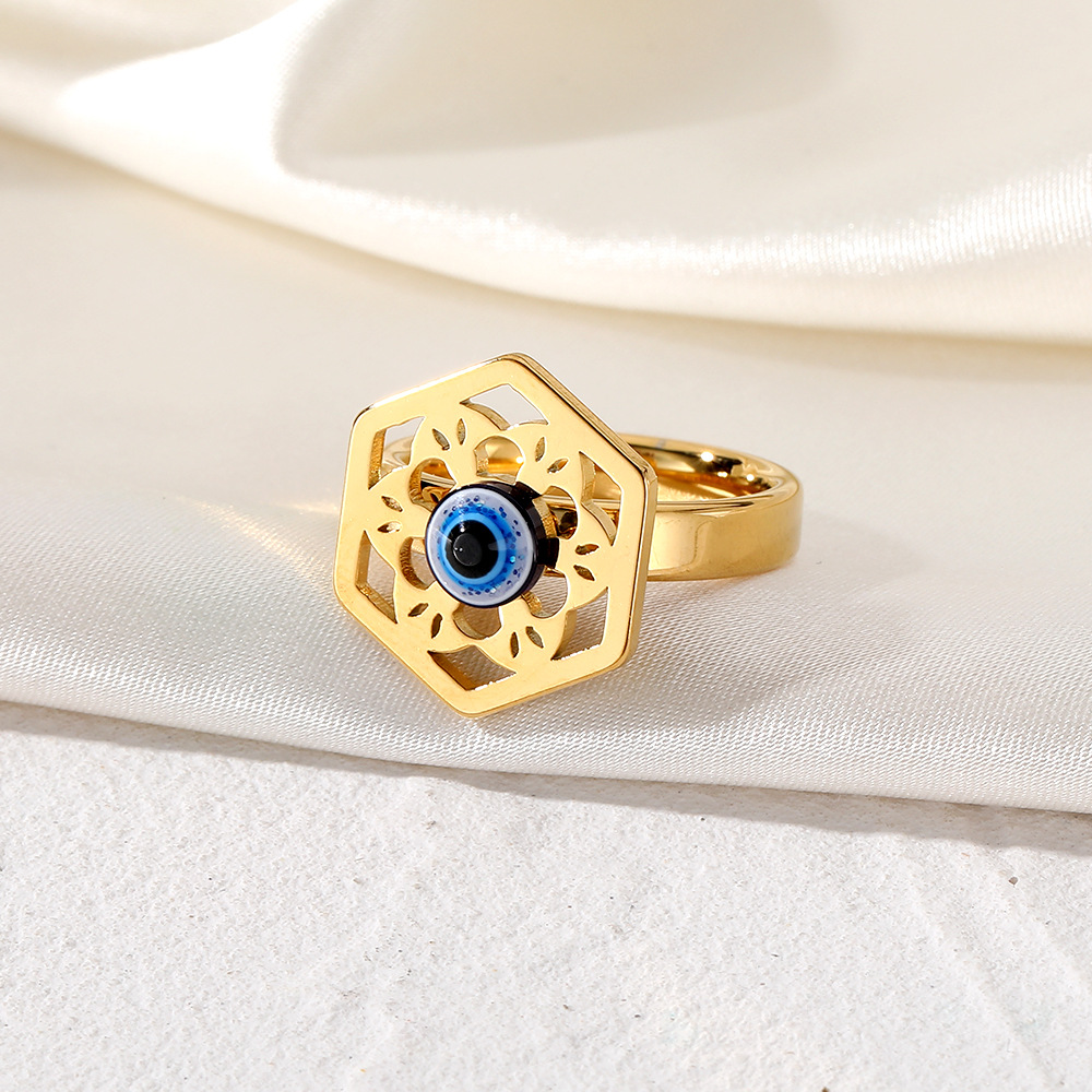Anillo de dedo de ojo malvado azul Vintage para mujer, joyería de regalo, ojo de la suerte turco hueco, accesorios ajustables para fiesta, tamaño 17 18 19 20