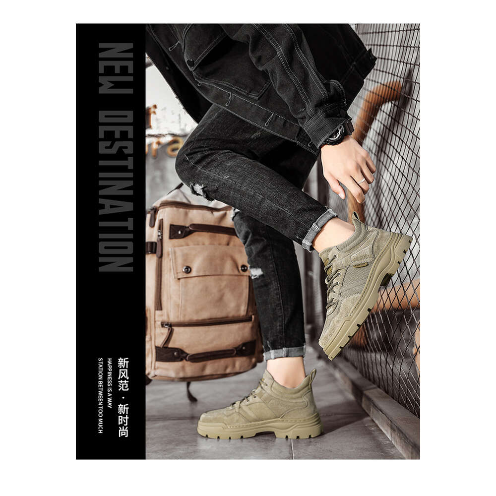 Jin Ping Sapatos Masculinos Outono E Inverno Mid Top Casca De Porco Casual Martin Botas K890-P95men Mulheres Esportes Ao Ar Livre Tênis de Corrida Sapato Casual