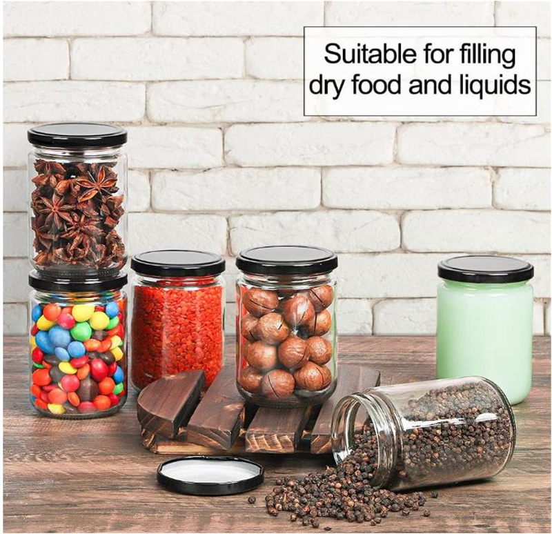Glass Jam Jars with Lid Storage Pickles Containers for Food Glass Jar Wide Mouth Small Glass Candle Bottle