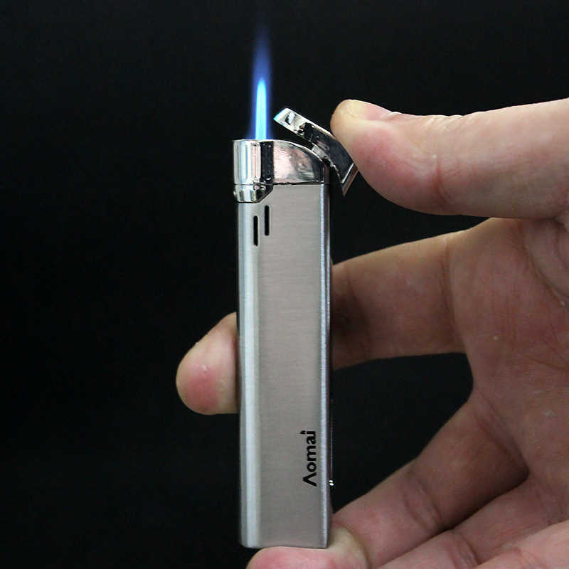 Mini torche mince Turbo briquet métal Butane allume-cigare sans gaz Cigarette 1300 C coupe-vent briquet accessoires pour fumer 3QI3